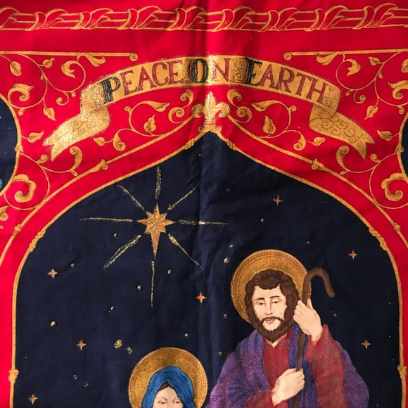 Vintage Holy Family Nativity Christmas Tapestry Wall Banner Decoration Handmade - Picture 8 of 16